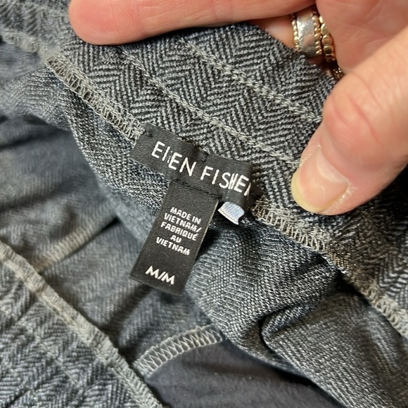 Eileen Fisher Gray Black Houndstooth Pull On Pants Size M - Picture 6 of 7